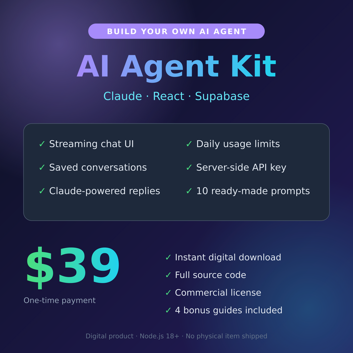 AI Agent Starter Kit: Claude + React + Supabase Chatbot Template